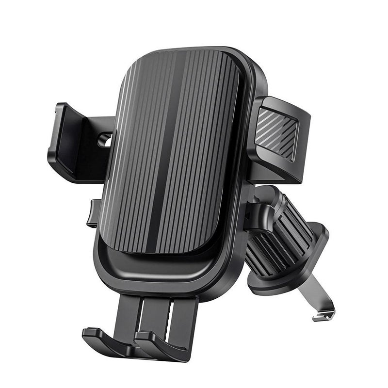 Mechanical sensor car phone holder, universal for both horizontal and vertical orientations, new model with air vent navigation.